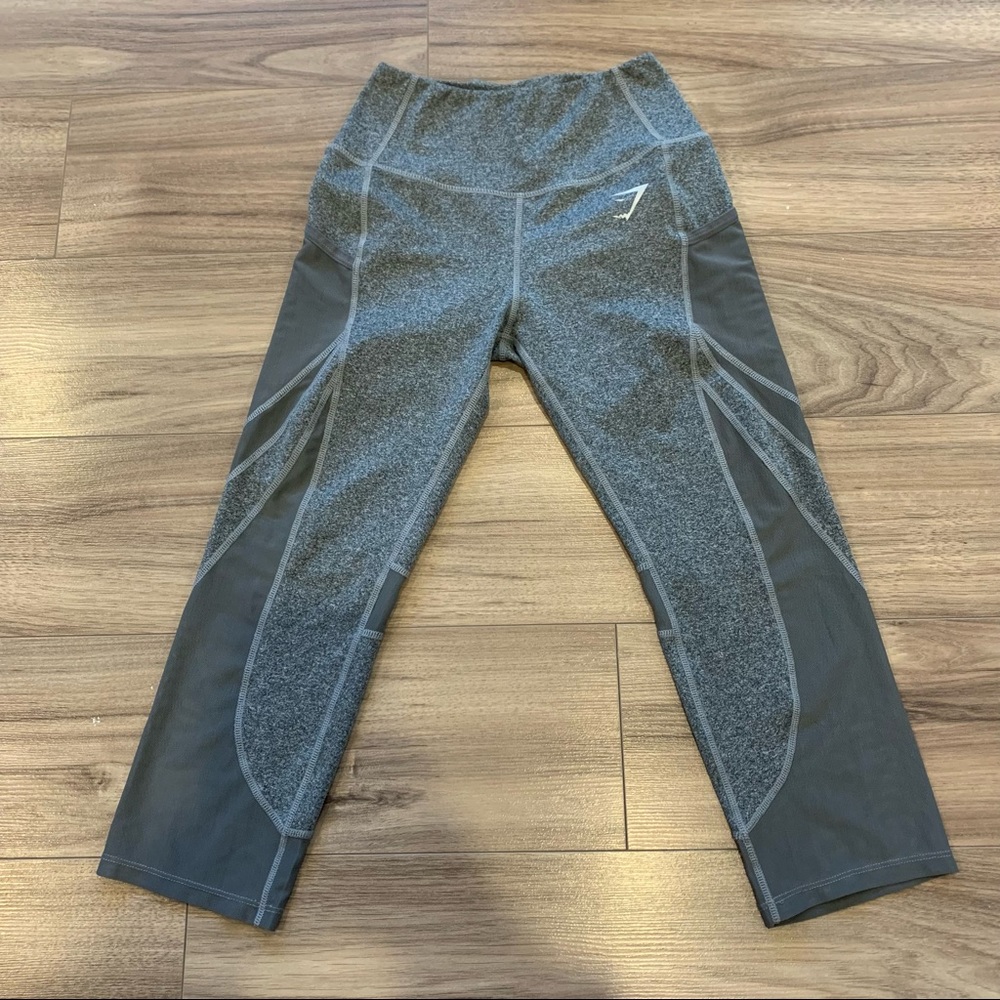 Gymshark Sleek Sculpture Mesh Crop Leggings in Grey